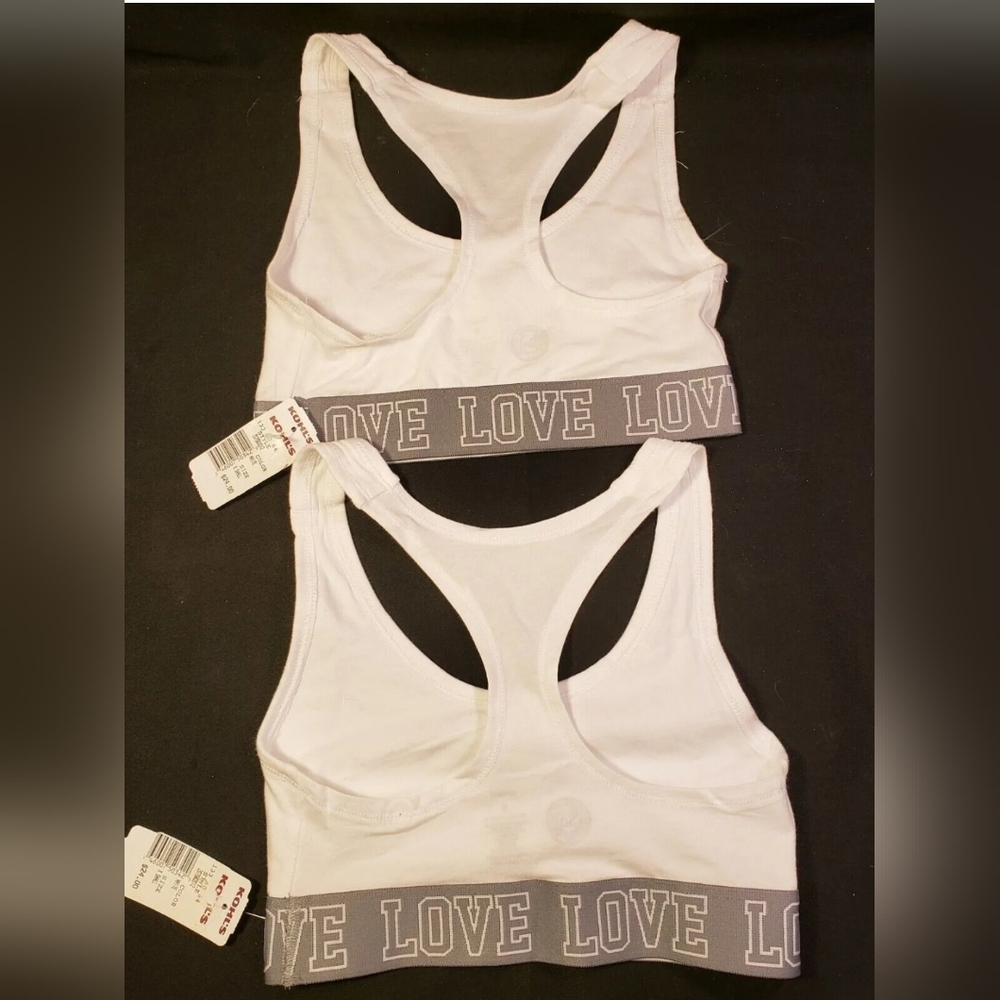 TWO (2) NWT SO Intimates Cotton Love Bralette Size XS White with Gray Band - Picture 2 of 7